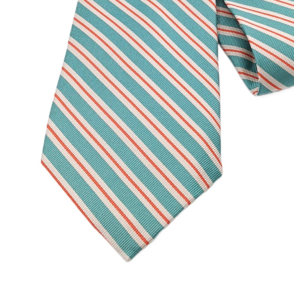 PPG Silk Repp Tie Men’s 58” Blue Orange White Stripe Preppy Nautical Classic New